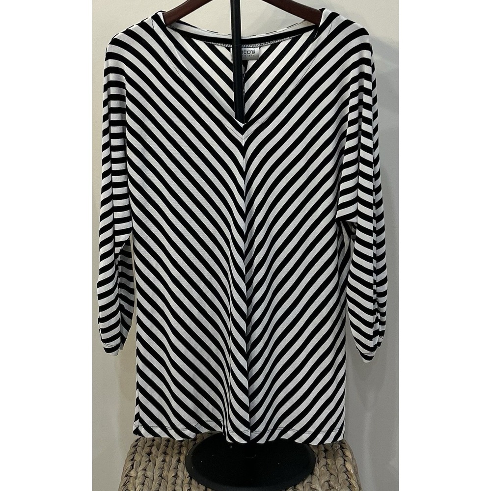 CHICO'S TRAVELERS Women's Top Pullover Liquid Knit Stretch Long Sleeve 22PTP 28L